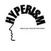 Black 'HYPERISM' logo with text on a white background